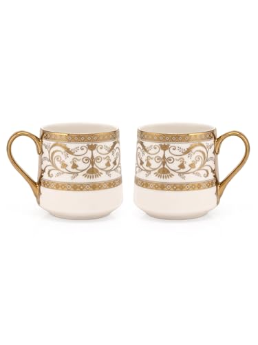 Image of Clay Craft Fine Ceramic Gold Printed Coffee /Tea Cups Set of 6-200 ml Each, Ceramic Tea Mugs, Tea Cup Set of 6, Mugs for Coffee, Cups Set of 6, Mug Set, Ideal for Gifting, Perfect for Home and Office