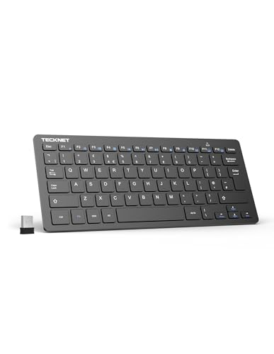 TECKNET 2.4G Wireless Keyboard For Windows/Chrome OS UK Layout Compact Mini Keyboards Small Silent Whisper-Quiet Keyboard with 12 months Battery Life (Black)
