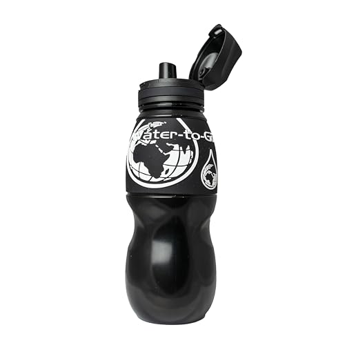 WATER TO GO Classic 75 cls water purifier bottle; Filters viruses, bacteria, protozoa, cysts, chemicals & microplastics; Guaranteed Leakproof - Travel, Outdoors, Fitness & Survival; (Black-mono)