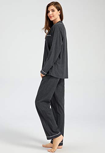 Image of Womens Muslin Pajama Set 100% Cotton Double Gauze Linen Like | Breathable Soft Comfort Button Up Loungewear Sleepwear PJ Set