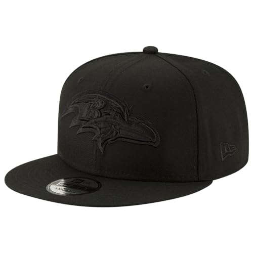 New Era NFL 9FIFTY Black On Black Adjustable Snapback Hat Cap One Size Fits All (Baltimore Ravens)
