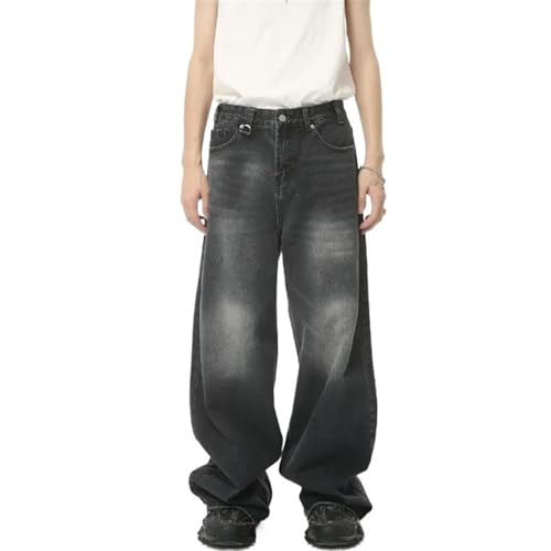 Men's Denim Pants Street Wide Leg Loose Denim Pants Fashionable Ripped Straight Leg Pants Men Wide Leg Pants