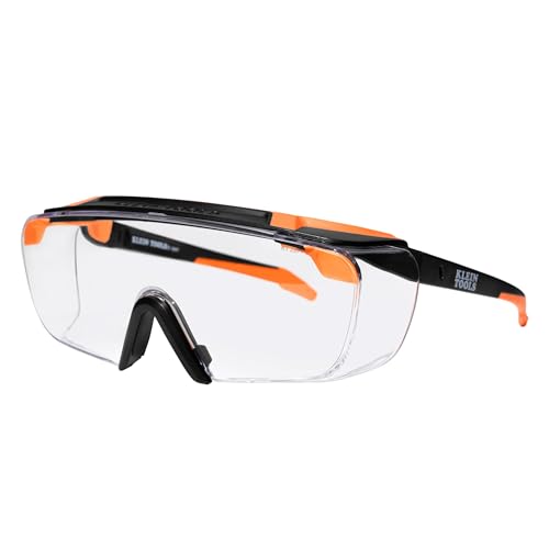KLEIN TOOLS 03006 Over-The-Glasses Safety Glasses Clear Lens ANSI Z87.1+ and CSA Z94.3 Certified Anti-Fog and Scratch Resistant UV Protection Fits Over Prescription Eyewear