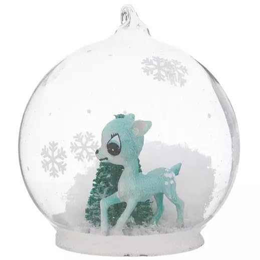 Robert Stanley Turquoise Deer & Tree Snow Globe Glass Ornament