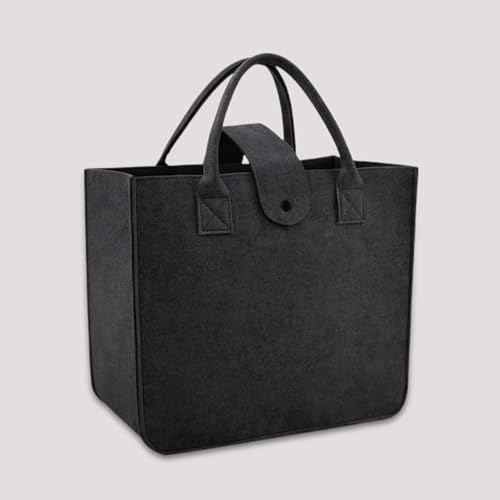 Image of Felt Fabric Reusable Shopping Bag with Handle & Button Closure for Grocery, School, Beach, Travel, Study, Gym, Gifts | Size - 30x34.5x17.8cm