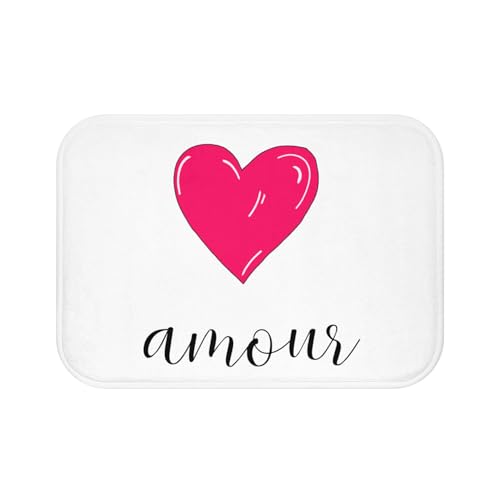 Fabulous Tapis de Salle de Bain Amour avec Coeur Fushia Dessin Saint Valentin - Dimensions: 60 x 40 cm