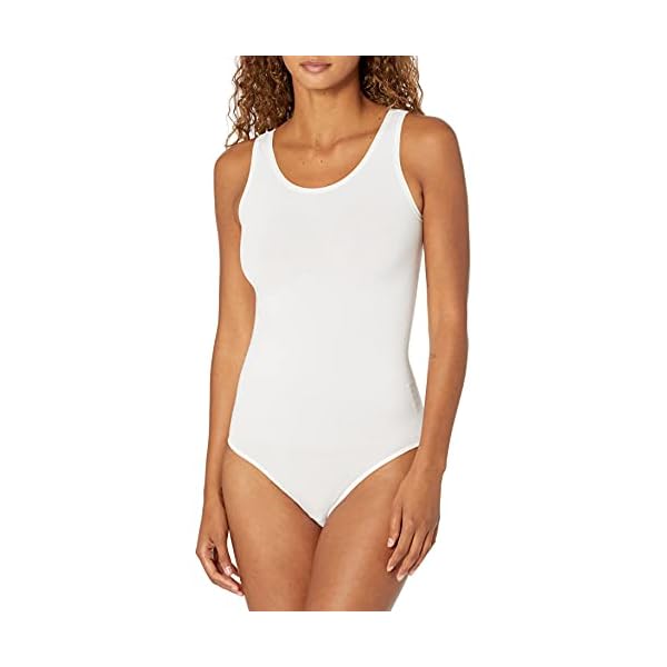 Yummie Women's Ruby Cotton Seamless Shaping Full Back Bodysuit, White, Medium/Large