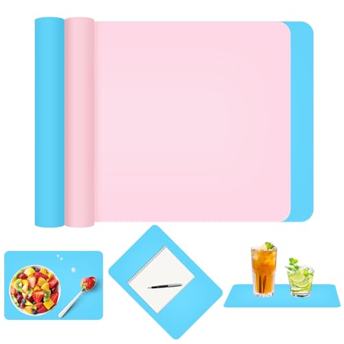 Alfombrilla de silicona de 50 x 40 cm, 2 alfombrillas de silicona para resina epoxi, alfombrilla de silicona para manualidades, para pintura, resina epoxi, multiusos, antideslizante, base de silicona,