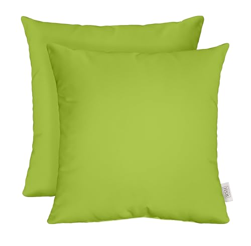 RSH DECOR: Sunbrella Square Throw Pillows Set of 2 | 24" x 24" | Water and Fade-Resistant Performance Fabric | Outdoor Pillow Covers with Down-Alternative Inserts | Made in USA (Macaw Moss Green)