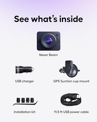 Image of Nexar Beam GPS Dash Cam - Dash Camera for Cars with 32GB SD Card Included Unlimited Cloud Storage 24H Parking Mode Dash Cam for Cars. Wireless Car Camera with Nexar Classic App (Pack of 2)