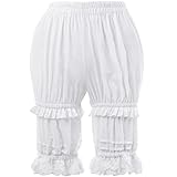 LSYYSKB Women Bloomer Victorian Steampunk Bloomers for Women Teen Girls Ruffled Lace Pumpkin Short Pantaloons Underdress White