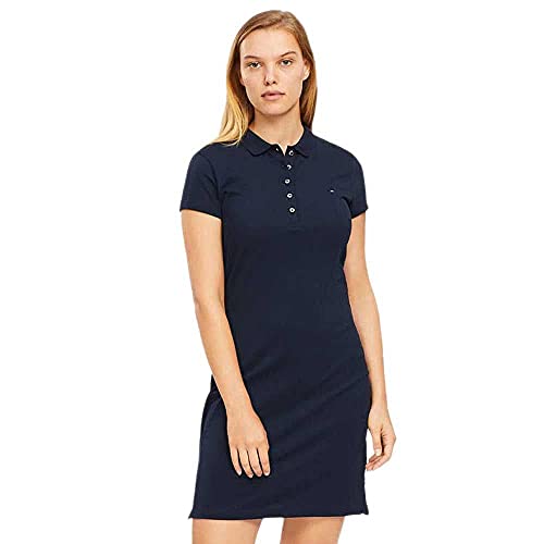 Tommy Hilfiger Damen Polokleid Heritage Slim Fit, Blau (Midnight), M
