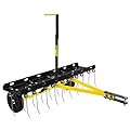 BlumeTrec 40 Inch Tow Behind Dethatcher, Pull Behind Lawn Dethatcher with 20 Spring Steel Tines, Grass Dethatcher, Removes Thatch, Riding Lawn Tractor for Large Lawns, Yard and Garden Care