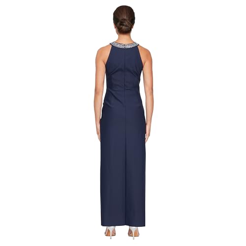 Image of Alex Evenings Women's Slimming Long Side Ruched Dress with Cascade Ruffle Skirt