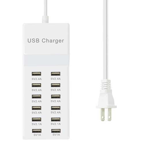 USB Charger 12 Port USB Charging Station Charging Hub with Fast Charging USB Wall Charger for Multiple Devices USB Charging Port Compatible with Cell Phones Tablets Laptops