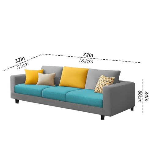 Image of Galib 3 Seater Sofa Set for Living Room (Turquise Grey Fabric) Premium Fabric Sofa Set