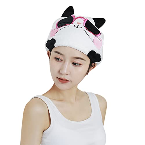 Hair Towels Wrap Super Absorbent Quick Dry Cute Cosplay Animal Hair Turbans Bath Hair Towel For Girl Women Anti Frizz (Pink （Cat）) #TOP2