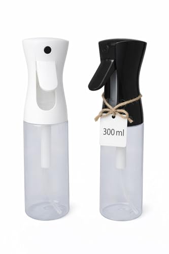 LELE MAKE® Pulverizador Agua Peluquería 300 ml (2 unidades)-Fina Niebla Pulverizador Continuo-2 Botes Spray para Cabello y Piel, Jardinería, Mascotas, Limpieza-Difusor Atomizador