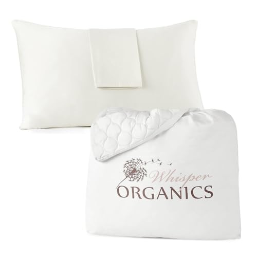Image of Waterproof Organic Cotton Pillow Protector (White /Standard) Plus Organic Mattress Protector (White /Twin)