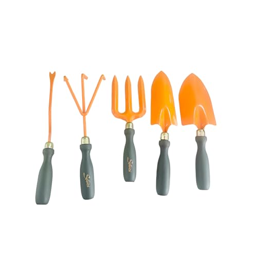 Image of Spanco Gardening Tool Set - 5 Pcs (Digging Trowel Big, Digging Trowel Small, Cultivator, Weeding Fork, Weeder) | Garden Tool Set for Home Garden & Lawn | Indoor and Outdoor Gardening (SGT-126 /5)