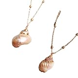 Toyvian Collar Colgante de Caracola Natural 2 Piezas (concha Beige Concha Marfil) Borde Dorado, Accesorios de Moda para Mujer, Joyería Creativa para Ocasiones Obsequios