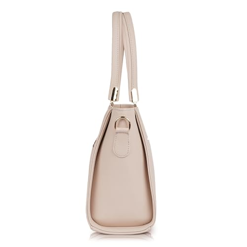 Image of Lady Quinton structured handbag with gold-tone hardware, dual handles, and detachable strap