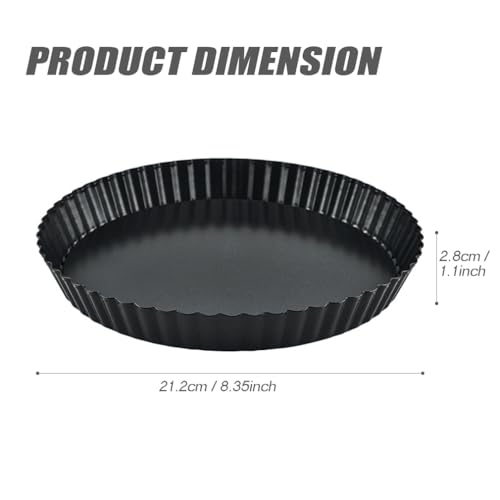 8 inch Quiche Pan, 22cm Tart Tin with Loose Base, Non-Stick Flan Tin with Removable Bottom, Fluted Round Deep Flan Dish, Carbon Steel Pie Pan for Baking Quiches, Pies, Flans, Cheese - Image 3