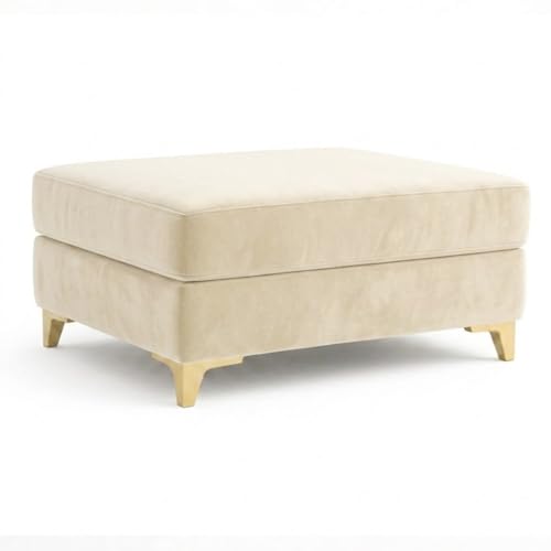 Image of CASASTYLE Groovy 4 Seater L Shape Sofa Set with Movable Ottoman | Flexible Left or Right Layout | Cozy Velvet Fabric | Soft Touch Seating | Modern Designer Sofa for Living Room (Cream)