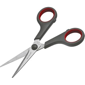 Westmark Bastelschere 14 cm – Haushaltsschere ideal für das Schneiden von Kunststoff, Papier, Pappe und mehr – rostfreier Edelstahl, schwarz, rot