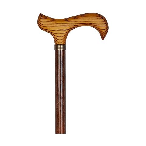 Stunning Gents Wooden Scorched Handle Derby Cane with Collar Walking Stick with Natural Wood Stain 91cm (36") Height Cover