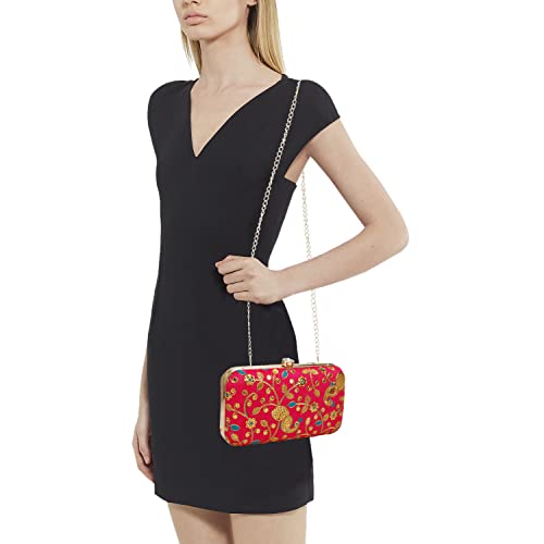 Image of LONGING TO BUY Hand Crafted Designer Box Clutch - Zari Embroidery For Women