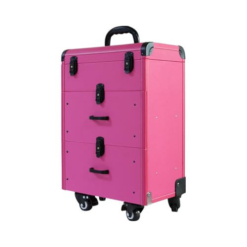 Wenrox メイクボックス キャスター付き メイクキャリーケース ファッション 大容量 プロ 化粧箱 鍵付き収納ケース 簡単に開閉できる、安定した耐久性 ホイールコス収納ボックス メイクボックス大容量プロ用タトゥーネイルアート用万向ブレーキホイールレバー