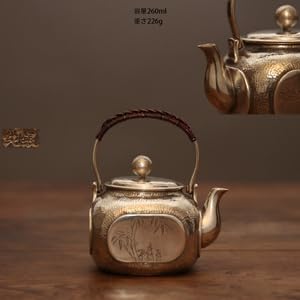 純銀製 口打出 菊摘 湯沸 銀瓶 煎茶道具 純銀製 口打出 菊摘 湯沸 銀瓶 煎茶道具