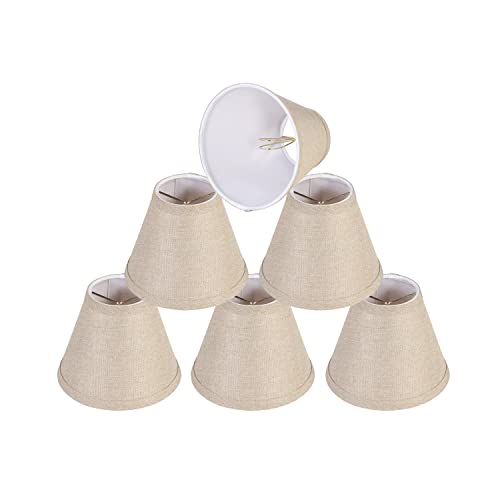 Image of Aspen Creative 51010-6, Empire Clip-On Chandelier Lamp Shade, Medium Brown, 3 inch Top X 6 inch Bottom X 5 inch Slant Height, Set of 6