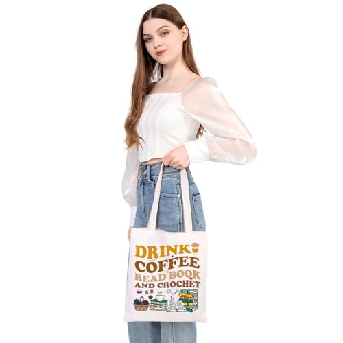 Bolso tipo tote tejido a ganchillo para amantes del café y del crochet, regalo ideal miniatura 5