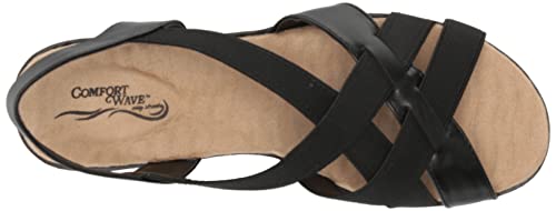 Easy Street Women's Janice Wedge Sandal, Black Gore, 9 #TOP4