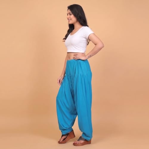 Image of FASHION GALLERY Women's Rayon Relaxed Fit Patiala Salwar with Full Length Drawstring Closure Type and Flexible Waist | Patiala Pant for Woman Free Size Fit Upto XXL