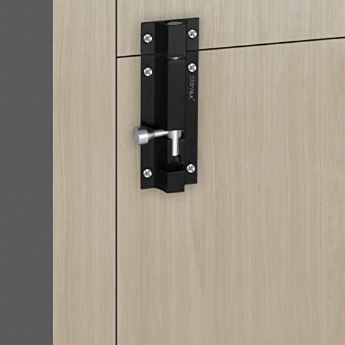 Image of Plantex Stainless Steel 4-inch Tower Bolt /Tower Bolt for Home,Offices Doors and Windows /Tower Bolt for Main Door /Wardrobe Door Latch /Kundi /Chitakini /Door Latch for Windows (Black Finish, Pack of 6)