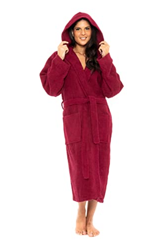 Towelling Robe 100% Egyptian Cotton Bathrobe - Women's Men Highly Absorbent Terry Hooded For Bath Shower Spa Hotel