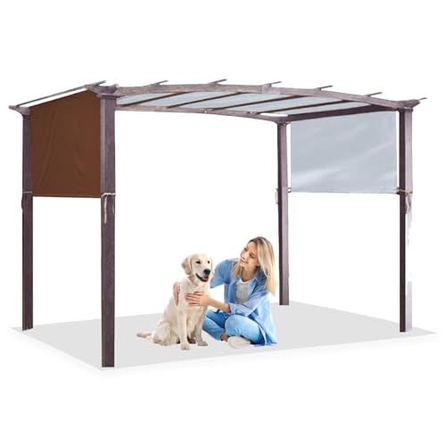 Toldo impermeable retráctil para pérgola, pantalla enrollable UPF 50+ para cenador y balcón, fácil instalación, 4,8 x 2,4 m, ideal para fiestas y eventos al aire libre (café)