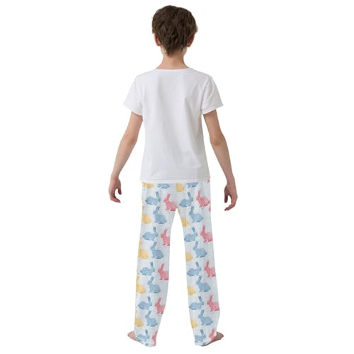 Cute Rabbit Pattern Pajamas Bottoms with Pockets Comfy Pjs Sleepwear Elastic Waistband Pajamas Pants Lounge Pants for 6-14 Years3