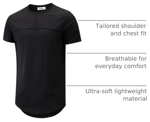 Image of YININF Men's T-Shirts Hipster Short Sleeve Solid Color Crew Neck Cotton Soft Fitted Tees