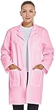 VOGRYE Professional Lab Coat for Women Men Long Sleeve, Pink, Unisex
