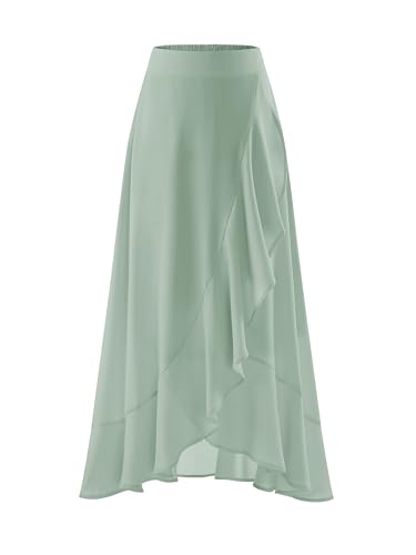 Timormode Women Flowy Ruffle Skirt Long Summer Beach Skirts Elastic Waist A-line...