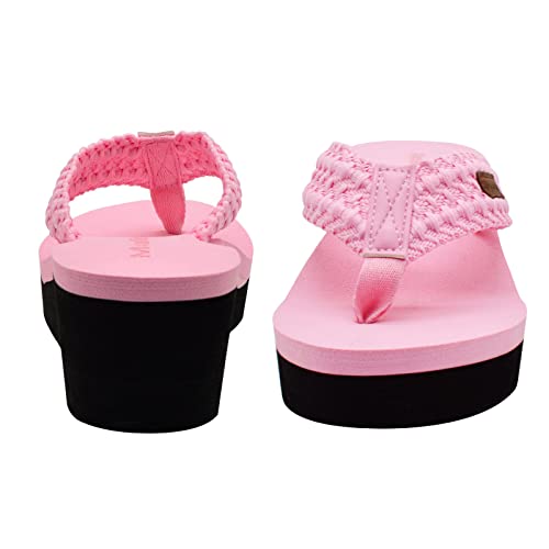Image of MALIDA Womens Wedge Arch Support Flip Flops Cushion Soft Rubber Midsole Platform Thong Sandals with Rubber Sole
