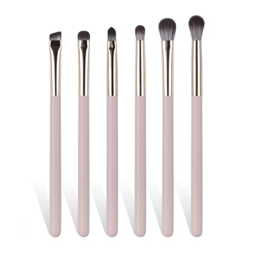 Eye Makeup Brush Set 6Pcs Professional Blending Eyeshadow Makeup Brushes with Synthetic & Wood Handle Angled Eyebrow Brush Cruelty-Free & Vegan for Liquid Cream Powder Concealer Brows Eye shadows