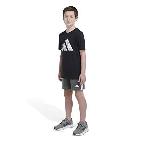 Adidas Boys' Big Short Sleeve Cotton Bos Ghost Logo T-Shirt, Black, M(10/12) #TOP3