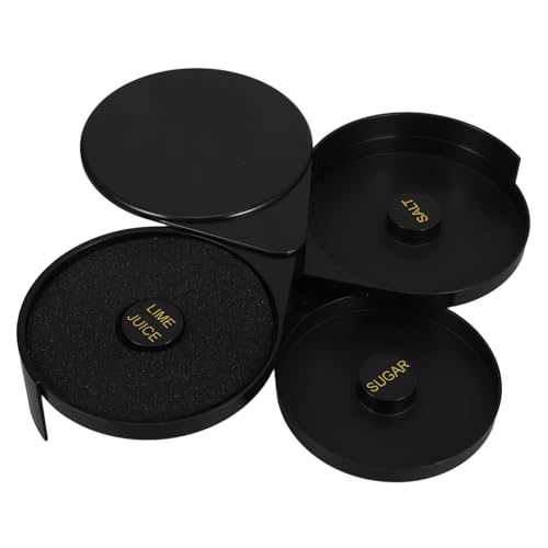 PartyKindom 3-tier Plastic Salt Rimmer Box for Cocktails Flavored Salt Sugar Bulk Container for Bar Essentials