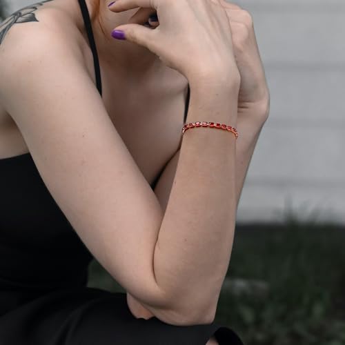 Elegant Red Tennis Bracelet for Women - Garnet Red Jewelry Piece, Ruby Cubic Zirconia Birthstone Bracelet for Timeless Style4