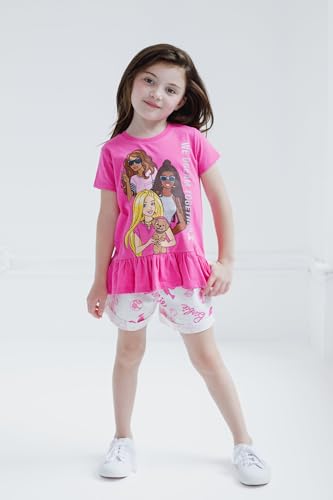 Barbie Big Girls Peplum T-Shirt and Twill Shorts Outfit Set Logo Hot Pink We Dream Together 10-12 - image 2